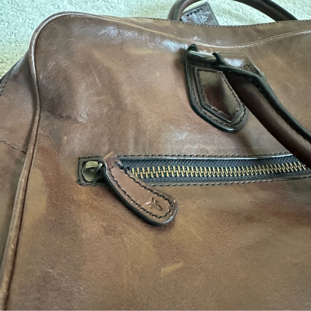 Frye Brown Leather Satchel Bag with Shoulder Strap - Picture 7 of 13